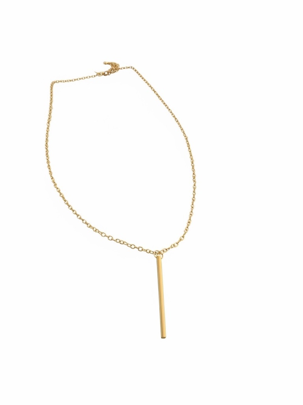 Gold Tone Vertical Bar Pendant Necklace